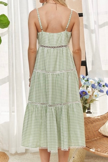 Gingham Detail Washed Dress